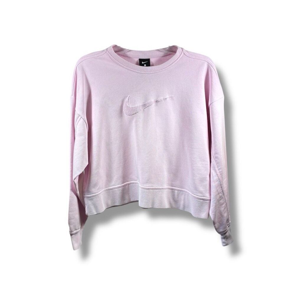 Nike Dri Fit Women’s Swoosh Training Cropped Crew Sweatshirt in Pink Size S
